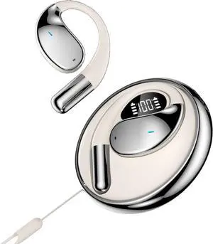 Wireless Open Ear Headphones Bluetooth 5.4 Sports Earphones Built-in Mic,8 Hrs HD Talktime HiFi Stereo Headset with Noise Cancellation IPX5 for Running,Sports,Cycling,Driving,White