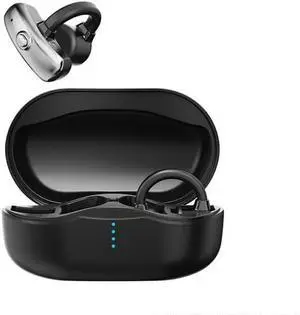 Ear Clip Earbuds Bluetooth 5.3 Wireless Headphones with Charging Case,20 Hours Playtime & Mic CVC8.0 Dual Mic Noise Cancelling,IPX5 Waterproof Sports Fitness Ear Buds for Running Fitness-Black