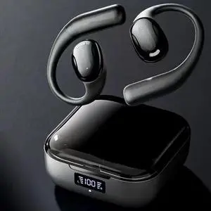 Wireless Earbuds with Earhooks Bluetooth 5.4 Headphones in Ear Earphones Light-Weight Earbud with Charging Case Sport Headset,60-Hour Playtime, Built-in Mic for Phone Sports,Black