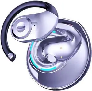 Open-Ear Wireless Earbuds with Earhook Bluetooth 5.3 Headphones with Mic, 24Hrs Playback Sport Ear Buds,Ultra-Comfort,Lightweight Design,Fast Charging,Compatible with iPhone & Android,White