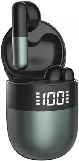 IKXO J28 Wireless Bluetooth Headphones in Ear Earphones Light-Weight Earbud,Touch Smart HD Digital Display Charging Pod Sport Headset,Built-in Mic for TV Smart Phone Laptop Computer Sports,Green