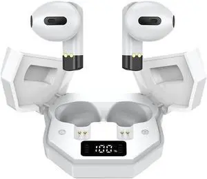 Wireless Earbuds Bluetooth 5.2 Headphones, Built-in Microphone, Immersive Premium Sound,Comfort Fit in Ear & 30H Playtime,Low Delay Headset for Gaming Travel,White