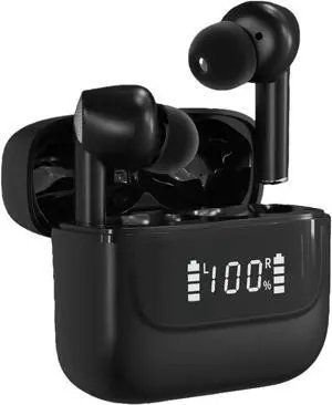 Ear Buds Wireless Bluetooth 5.3 in Ear Sport Earphones Deep Bass Stereo and Noise Cancelling Bluetooth Ear Buds with LED Display,Built-in ENC Noise Cancelling Mic for iPhone & Android,Black