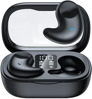 Sleep Headphones Wireless Bluetooth 5.3 Sleeping Headset Transparent Compartment Touch Digital Display Binaural Mini Ultra-Long Standby Music Sleep Headphones Ultra-Thin only 6g Black