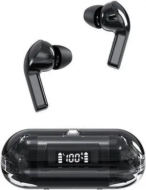 Bluetooth Headphones Wireless Earbuds Noise Canceling & High Sound Quality,IPX5 Waterproof Stereo Bass Over-Ear Earphones with Microphone for Sports/Workout/Gym/Running, Black