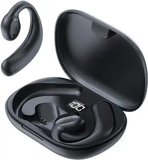 Open Ear Air Conduction Headphones Wireless Bluetooth 5.3 Headphones, 50H Playtime IPX6 Waterproof Wireless Earbuds, Ergonomic Ear Hooks Fit for Workout Driving Walking with iPhone Android