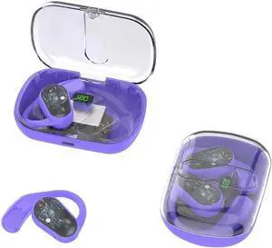 Open Ear Bluetooth Headphones with Ear Hooks On-Ear Wireless Headset with Microphone, Bluetooth 5.3 Touch Control Air Conduction Sport Ear Buds IPX5 Waterproof Headsets for Workouts, Purple