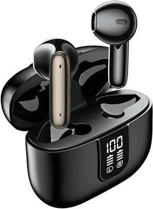 Wireless Earbuds Bluetooth V5.3 Headphones,5-6 Hr Playtime Bass Stereo Sound Earphones, Sweatproof Touch Control Built in Mic in-Ear Earphones for Sport Workout Office,Black