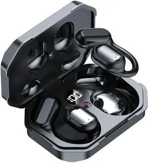 Open Ear Air Conduction Headphones Wireless Bluetooth 5.3 Headphones,48H Playtime IPX5 Waterproof Wireless Earbuds,Ergonomic Ear Hooks,Snug Fit for Workout Driving Walking with iPhone Android