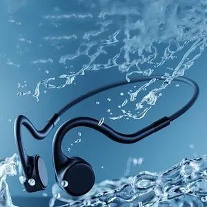 Bone Conduction Headphones Wireless Bluetooth Open Ear Earphones Sport Headphones IPX8 Waterproof Headphones for Running Diving, Built-in 8GB Memory, Black