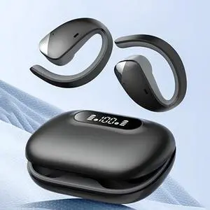 Open Ear Headphones Open Ear Headphones Wireless Bluetooth 5.4 True Wireless Bluetooth Earbuds with Enc Clear Call Ipx5 Water-Resistant Ergonomic Ear Hooks 12H Playtime Running Headphones Black
