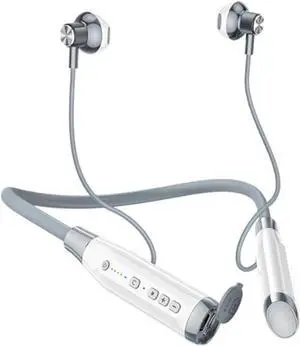 Neckband Bluetooth Headphones Wireless Neckband Earphone Headset with 100H Playtime,Sports Waterproof Earphones with Durability,Noise Cancelling with Mic for Phone Running Workout,White