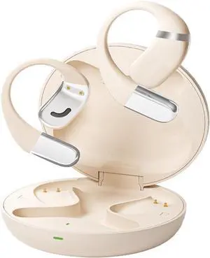Wireless Bluetooth Headphones Open Ear Air Conduction Headphones with Earhooks, ENC Noise Reduction Low Latency, IPX5 Waterproof Sweat Resistant, Fast Charging,Compatible, White
