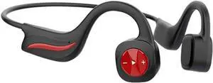Bone Conduction Headphones IPX5 Waterproof Swimming Open Ear Headphones Built-in 8GB Bluetooth Open Ear Headset Sport Headphones with Built-in Mic,Sweatproof Headset for Running,Cycling,Red