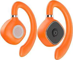 Open Ear Air Conduction Headphones Wireless Bluetooth 5.3 IPX5 Headphones with Digital Display Charging Case, High Sound Quality and Long Standby Time for Workout Driving Walking, Orange