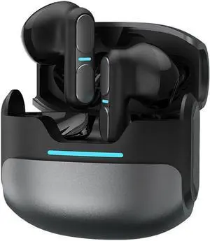 Wireless Earbuds Bluetooth Headphones 5.3 Hi-Fidelity Sound Quality, Comfort to The Ear, HD Voice Conversation Mode, Noise Canceling Gaming Headset with Charging Case for Laptop TV, Black