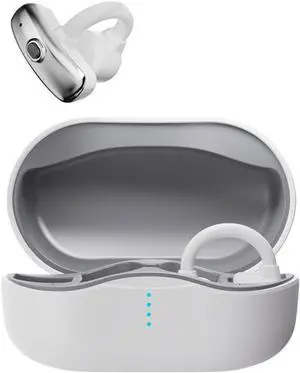 Open Ear Clip Headphones Bluetooth 5.3 Sports Earphones Built-in Mic, 30H Playtime Bone Conduction Headphones Bluetooth Earphones for Running-Sports-Cycling-Driving,White