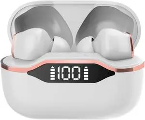 Wireless Ear Buds Bluetooth 5.1 Headphones Binaural in-Ear Sports Waterproof Noise Cancellation,IPX5 Waterproof Earphones with Mic Headset for Laptop Pad Android/iOS Phones,White