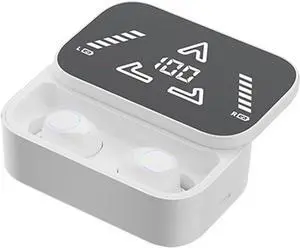 in-Ear Headphones Wireless Earbuds Bluetooth 5.3 Earbuds, Charging Case with Microphone Sports Waterproof Headphones, LED Power Display for TV Smart Phone Laptop Computer Sports, White
