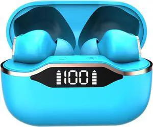 Wireless Ear Buds Bluetooth 5.1 Headphones Binaural in-Ear Sports Waterproof Noise Cancellation,IPX5 Waterproof Earphones with Mic Headset for Laptop Pad Android/iOS Phones,Blue