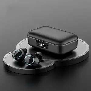 Wireless Bluetooth 5.3 Headphones in Ear Headphones TWS Ear Buds Built-in Mic Sports Noise Canceling Earbuds IPX7 Waterproof, LED Power Display with 3350 mAh Batteries, Black