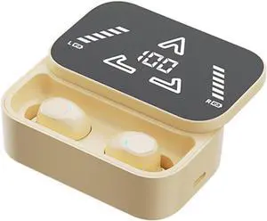 in-Ear Headphones Wireless Earbuds Bluetooth 5.3 Earbuds, Charging Case with Microphone Sports Waterproof Headphones, LED Power Display for TV Smart Phone Laptop Computer Sports, Yellow