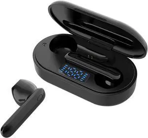 Wireless Earbuds Bluetooth in-Ear Headphones LED Display with Microphone Touch Control with Charging Case Stereo Earphones in-Ear Built-in Mic Headset Premium Deep Bass Black