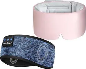 MUSICOZY Ice Silk Sleep Mask with Bluetooth Headphones, Sports Wireless Earphones, Eye Mask for Sleeping Blackout, Luxury Sleep for Men Women