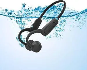Bone Conduction Headphones 2024 Upgrade Open Ear Headphones-Waterproof Bone Conduction Headphones with Premium Sound Built-in 16G Memory Waterproof Bone Conduction Headphones Swimming Black