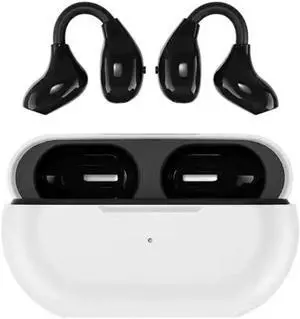 Clip On Earbuds Open Ear Headphones Earbuds Wireless Bluetooth 5.2 Ear Clip Earbuds Sport Earphones Built-In Mic With Ear Hooks 36H Playtime Open Ear Earbuds Charging Case Running Earbuds grey