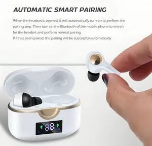 T22 Wireless Sport Earbuds TWS Bluetooth5.1 LED Display Earphone Headset HeadphoneHIFI Stereo (White)
