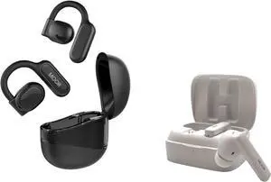 MOOR OpenWave Open Ear Headphones + in Ear Wireless Earbuds, ENC Noise Cancelling Earbuds, Premium Stereo Sound, Waterproof Earbuds for Sport, Work (Black, White)