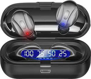Earbuds Mini in-Ear Earphones with Charging Case, Touch Control, Waterproof Headphones Headset with LED Display Built-in Mic for Sports/Workout/Daily Use