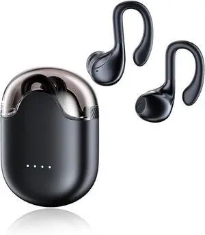 bluetooth headphones workout wireless earphone 60 Hrs playtime wireless charging case running headphones with earhook 13MM premium sound IPX4 waterproof over ear bluetooth earbuds for sports (Black)