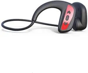 Swimming Sport Bone Conduction Earphones,CVC Noise Reduction Lightweight Wireless Earphone,IPX8 Rated Waterproof and Magnetic Charging, for Running Cycling Workouts,Red