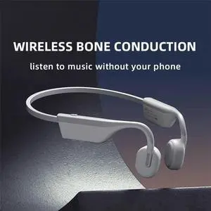True Bone Conduction Earphone, Wireless Bluetooth Headphone Sports IP67 Swimming Headset, Built-in 32G Memory with MIC and HD Sound, for Workout, Running, Hiking, Cycling,White