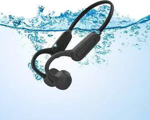 Open Ear Headphones Bone Conduction Headphones Wireless Bone Conduction Headphones with IPX8 Waterproof for All Water Sports wear 16 GB Memory Headphones for Gym (K8Black)