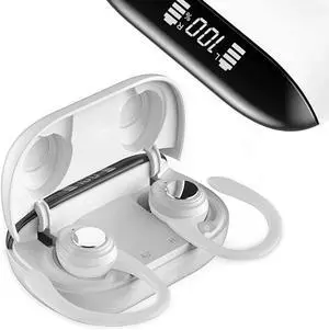 G X9 Wireless Earbuds Bluetooth 5.0 IPX5 Waterproof, Noise Cancelling Earbuds with Graphene Composite Diaphragm, UV Sterilizing Lamp, LED Display Case, 3 Ear Clips, USB-C Headphones for Sport, White