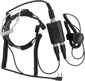 Military Covert Grade Tactical Telescopic Throat Mic Earpiece with PTT for ICOM Radio IC-F11S IC-F12N IC-F12SN IC-F15 IC-F15S