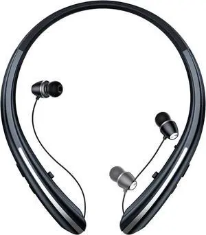 Neckband Bluetooth Headphones, 24H Battery with Auto-Retractable in-Ear Earbuds, HiFi Stereo Sound & Hybrid Active Noise Cancelling for Sports, Gym, Running, Workout, Hands-Free Calling