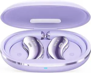 Open Ear Earbuds Wireless Bluetooth 6.0 Headphones, Noise Canceling Ear Buds with Earhooks, True Wireless Blue Tooth Earphones for Work, Sports, Running, Gym, Workout Light Purple