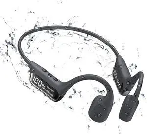 Bone Conduction Swimming Headphones with LED Display,Bluetooth 5.4 Wireless Underwater Headphone,IPX8 Waterproof Headphone Built-in 32G memory MP3 player,Sports Open Earphones for Running Cycling