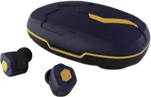 final x Evangelion Mark.06 Neon Genesis Manga Anime Collaboration True Wireless Earbuds, Original Voice Guidance By Ibuki Maya, Built-in Mic, 9+54 Hrs Playtime, Noise Isolation - Navy and Orange