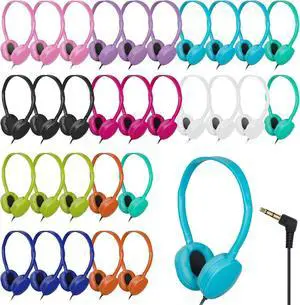 30 Pack Bulk Headphones Multi Color for Classroom School,Wholesale Durable Earphones Class Set for Students Teens Children and Adult