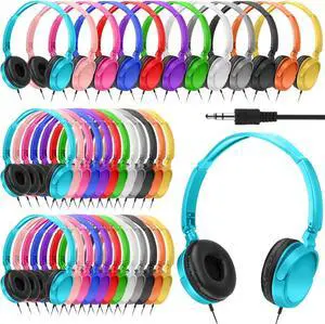 Geiserailie 36 Pack Classroom Headphones for Students in Bulk 12 Multi Colored Children On Ear Headset for Schools, Libraries, Computer Lab, Testing Centers
