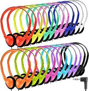 Classroom Headphones Bulk 100 Pack Class Set for School Students Kids and Adult -Sturdy Wired 3.5mm Plug (Mixed, 100 Pack)
