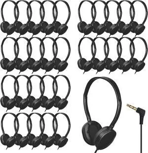 Kids Headphones Bulk 60 Pack for School, Durable Wired Headphones for Kids & Adults (002 Black)