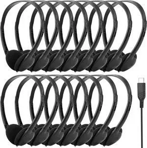 USB Type C Kids Headphone Bulk 25 Pack for School Classroom,On-Ear USB C Headphones for Boys Girls Students Tablet Travel Computer Smartphones (Black)