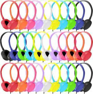 50 Pack Kids Headphones Bulk for Classroom School K-12, Wholesale Wired Student Headaets Adjustable 3.5mm Jack for Chromebook Laptop PC (HY104,50 Mixed)