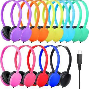 Type C Headphones Bulk for Classroom School Kids 20 Pack,USB C Wired Headphones for School,Phone,Tablet,Laptop,PC,Online Class,Meeting,Web Conference,Practice,Test Mixed Colors